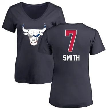 Navy Women's Jalen Smith Chicago Bulls Name and Number Banner Wave V-Neck T-Shirt