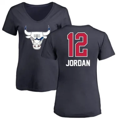 Navy Women's Michael Jordan Chicago Bulls Name and Number Banner Wave V-Neck T-Shirt