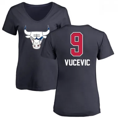 Navy Women's Nikola Vucevic Chicago Bulls Name and Number Banner Wave V-Neck T-Shirt
