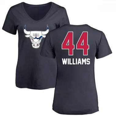 Navy Women's Patrick Williams Chicago Bulls Name and Number Banner Wave V-Neck T-Shirt