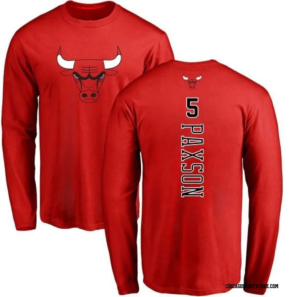 Red Men's John Paxson Chicago Bulls Backer Long Sleeve T-Shirt