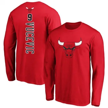 Red Men's Nikola Vucevic Chicago Bulls Backer Long Sleeve T-Shirt