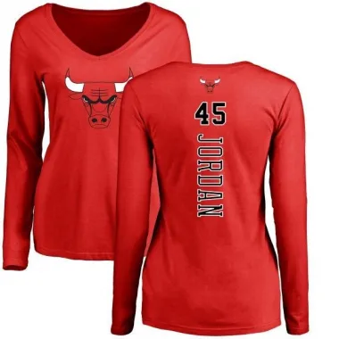 Red Women's Michael Jordan Chicago Bulls Backer Long Sleeve T-Shirt