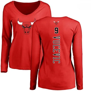 Red Women's Nikola Vucevic Chicago Bulls Backer Long Sleeve T-Shirt